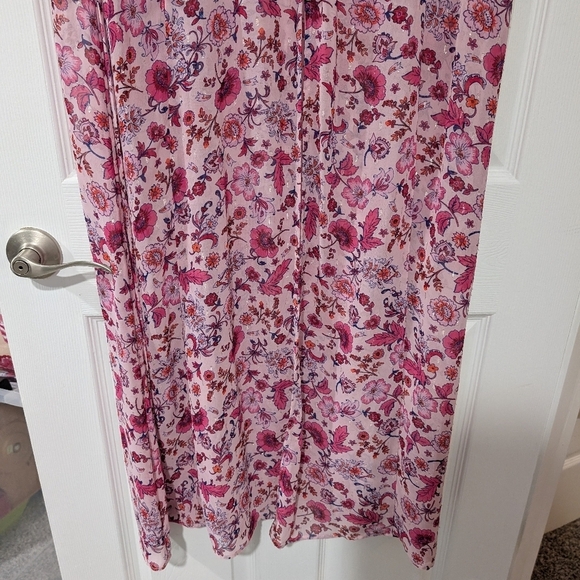 NWT Torrid Pink Floral Chiffon Ruched Sleeve Kimono in Size 2 (18/20) - Picture 8 of 15